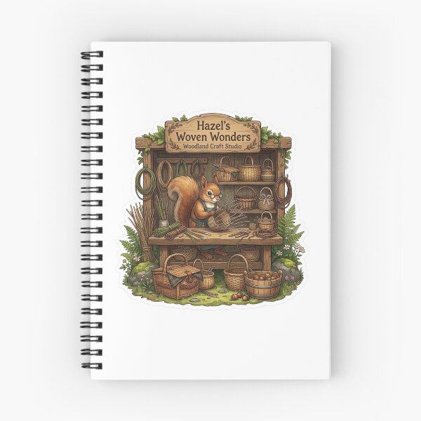Item preview, Hazel's Woven Wonders | Woodland Craft Studio | Basket Weaving Squirrel | Cottagecore Fiber Arts | Rustic Handmade Basket Maker Gift designed and sold by MrDev.