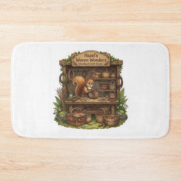 Item preview, Hazel's Woven Wonders | Woodland Craft Studio | Basket Weaving Squirrel | Cottagecore Fiber Arts | Rustic Handmade Basket Maker Gift designed and sold by MrDev.