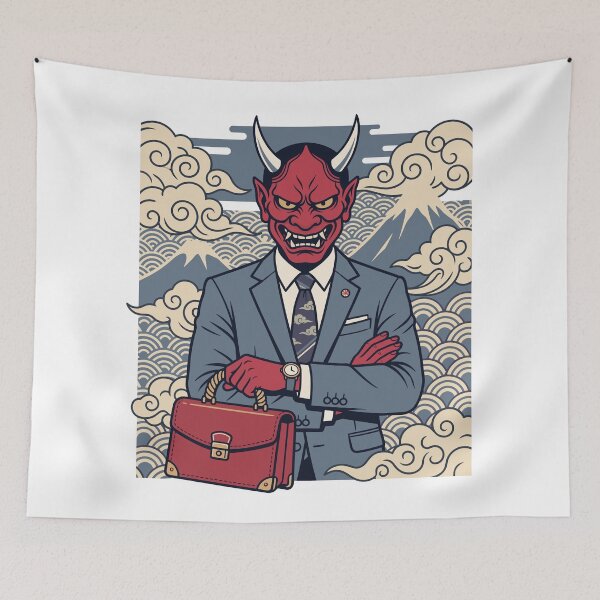 Item preview, Corporate Oni Japanese Demon Executive Vintage Art designed and sold by ArtTodayShop.