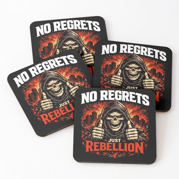 Item preview, No Regrets Just Rebellion Skull motif designed and sold by Pommes im Bett.