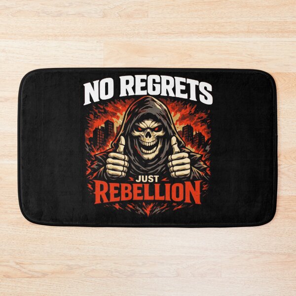 Item preview, No Regrets Just Rebellion Skull motif designed and sold by Pommes im Bett.