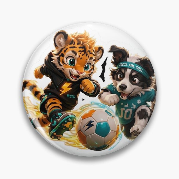 Item preview, Cute Soccer Tiger and Collie Sticker - Funny Anime Animal Shirt, mug designed and sold by NeoTigLuna.