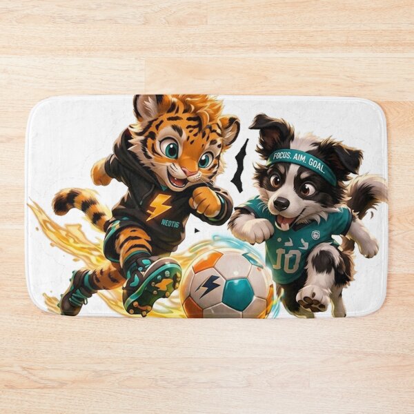 Item preview, Cute Soccer Tiger and Collie Sticker - Funny Anime Animal Shirt, mug designed and sold by NeoTigLuna.