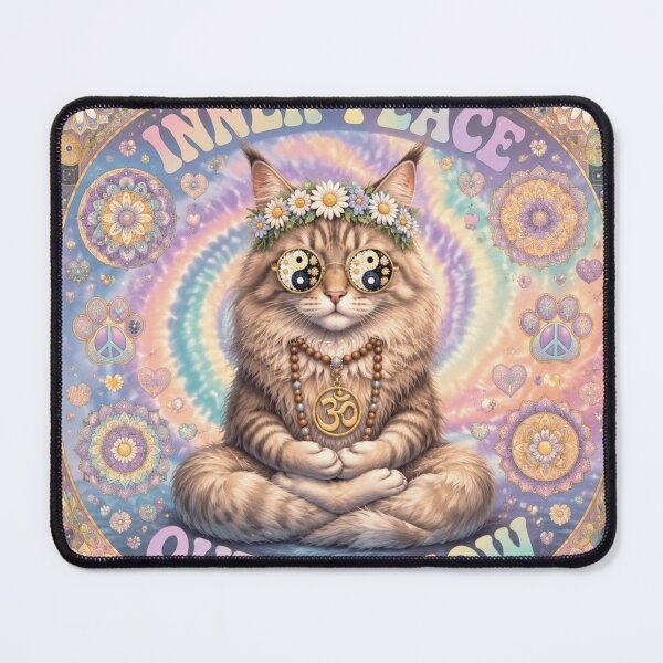 Item preview, Inner Peace Outer Meow Cosmic Maine Coon | Zen Hippie Cat | Tie Dye Mandala Yoga designed and sold by Natalia-Vlad.