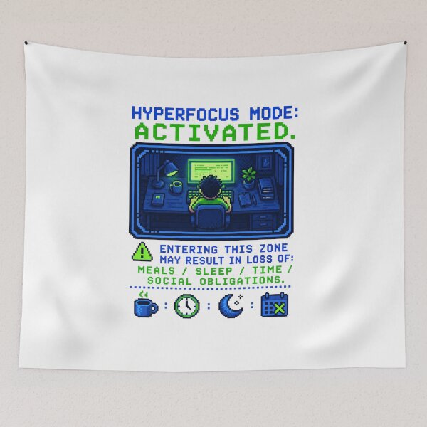 Item preview, Hyperfocus Don't Disturb Retro Video Game ADHD Humor t-shirt designed and sold by Mosidrip.