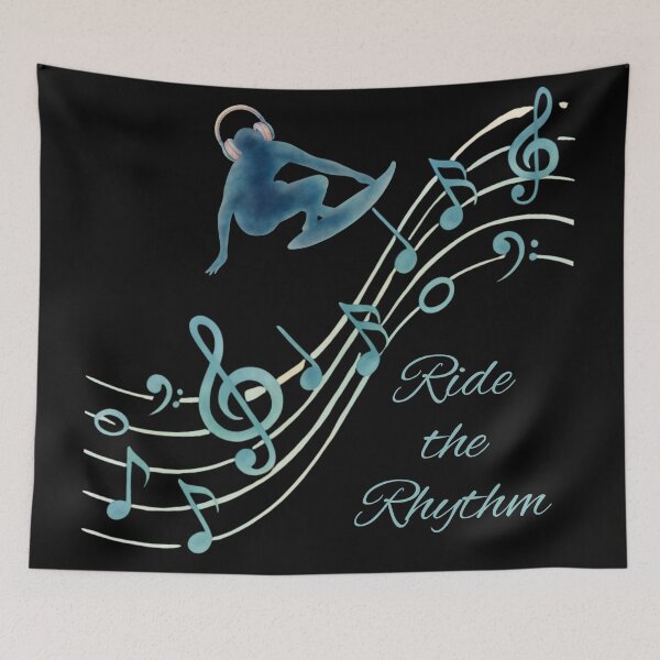 Item preview, Ride the Rhythm – Music Surfer Design | Surfing Music Lover | Beach Vibes Graphic designed and sold by VariusDesigns.