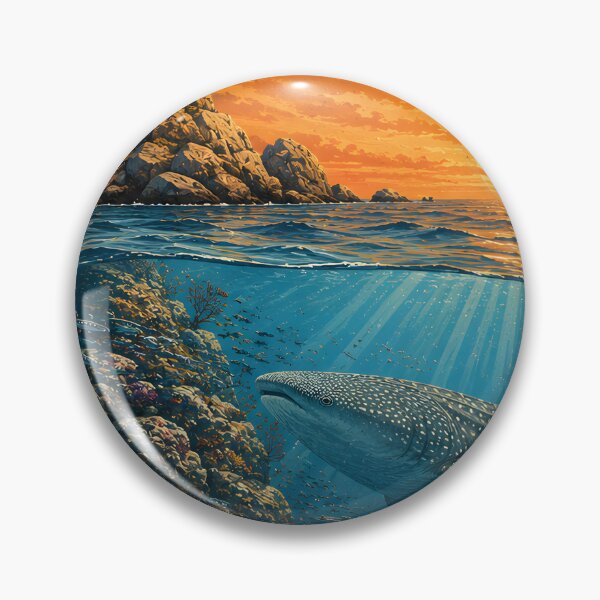 Item preview, Richelieu Rock Whale Shark Kingdom Vintage Travel Poster – Surin Islands Thailand designed and sold by Spirit of Siam.