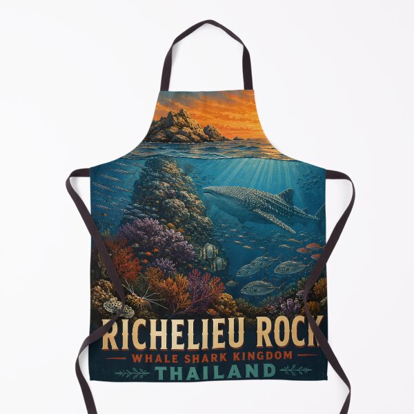 Item preview, Richelieu Rock Whale Shark Kingdom Vintage Travel Poster – Surin Islands Thailand designed and sold by Spirit of Siam.