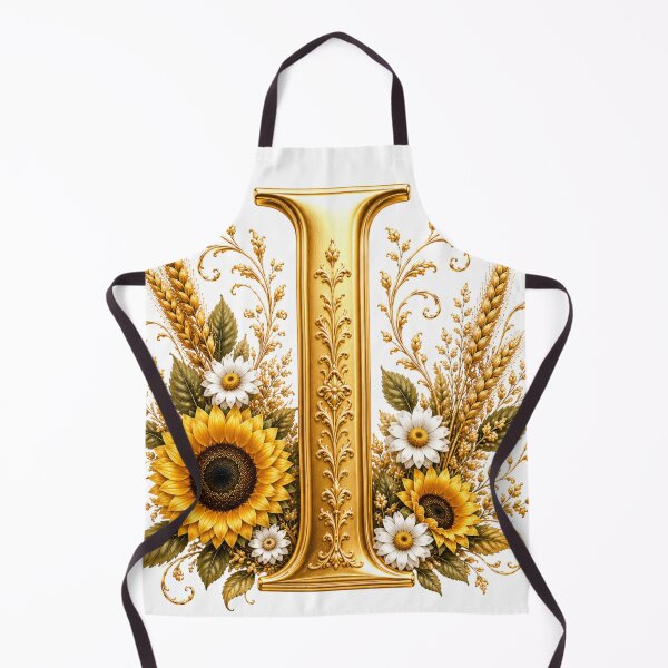 Item preview, Elegant Letter I Monogram with Black Cat, Sunflowers & Gold Floral Design | Personalized Botanical Alphabet designed and sold by MoodLay.