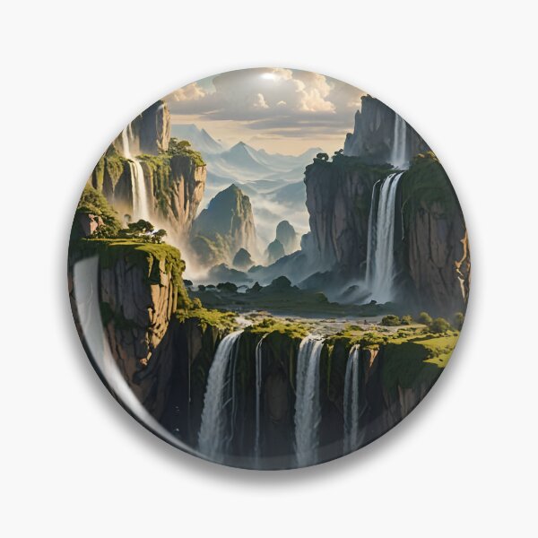 Item preview, Sky Waterfall – Dramatic Floating Island Fantasy Art designed and sold by LittleBigGifts.