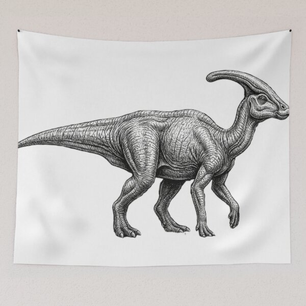Item preview, Realistic high detail black and white parasaurolophus designed and sold by Minimalisticaly.