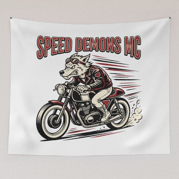 Item preview, Speed Demons MC Wolf Biker Vintage Motorcycle designed and sold by ArtTodayShop.