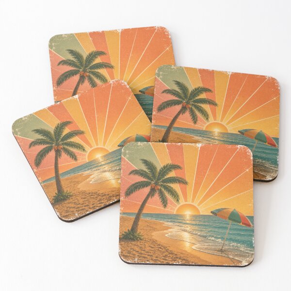 Item preview, Retro 70s Beach Sunset Tropical Paradise designed and sold by ByMorad.