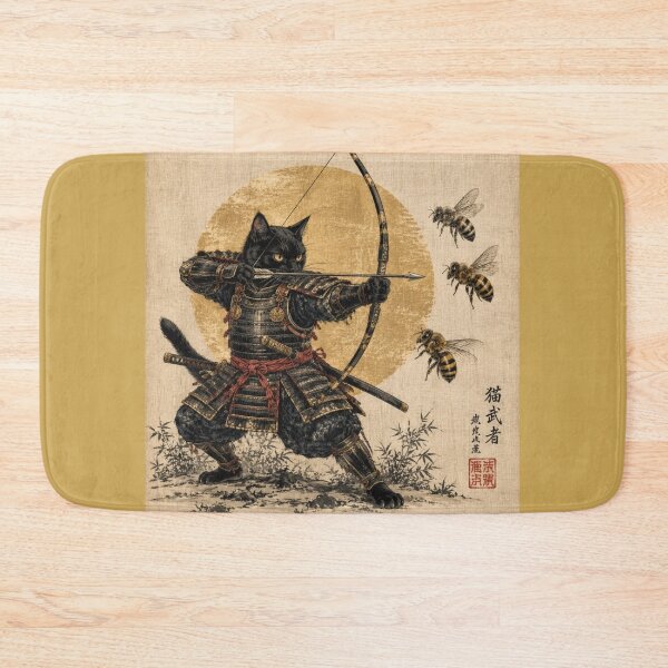 Item preview, Neko Archer Bushido | Samurai Cat vs Bees | Vintage Japanese Ukiyo-e Cat Warrior designed and sold by Natalia-Vlad.