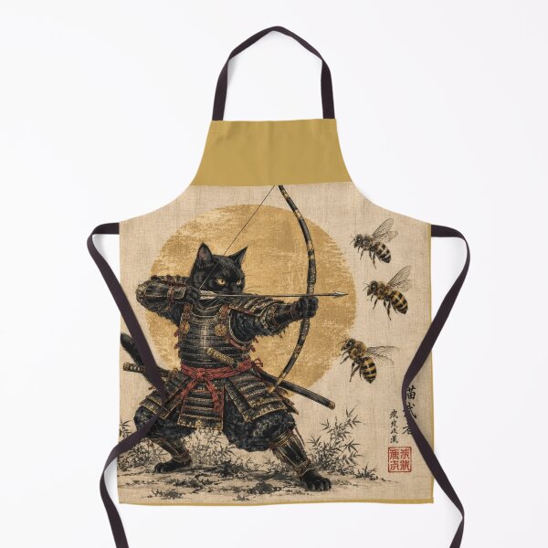 Item preview, Neko Archer Bushido | Samurai Cat vs Bees | Vintage Japanese Ukiyo-e Cat Warrior designed and sold by Natalia-Vlad.