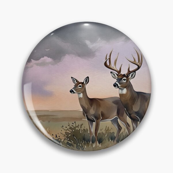 Item preview, Whitetail Deer Buck and Doe Stormy Sky Watercolor Painting designed and sold by RebelPawz.