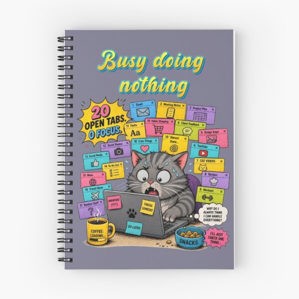 Item preview, Too Many Tabs Open Anxious Tabby Cat Procrastination Poster designed and sold by Miheerala.