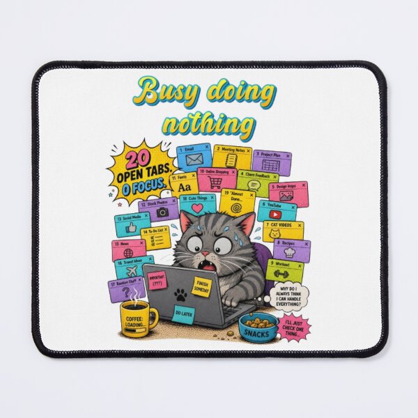 Item preview, Too Many Tabs Open Anxious Tabby Cat Procrastination Poster designed and sold by Miheerala.