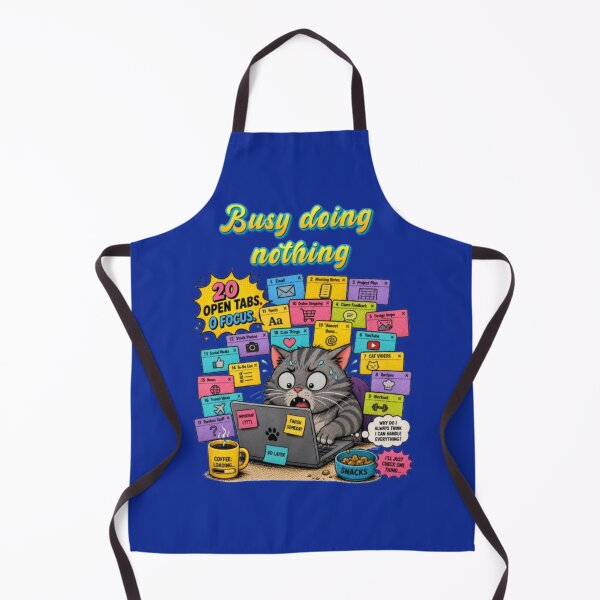 Item preview, Too Many Tabs Open Anxious Tabby Cat Procrastination Poster designed and sold by Miheerala.