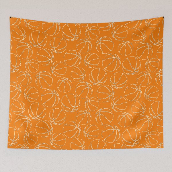 Item preview, Orange white line art basketballs sports pattern designed and sold by katzdzynes.