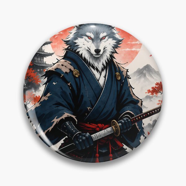 Item preview, Samurai Wolf Under Red Sun – Japanese Warrior Fantasy Art designed and sold by SupernovaNote.