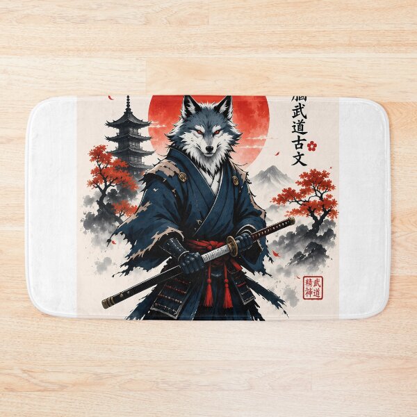 Item preview, Samurai Wolf Under Red Sun – Japanese Warrior Fantasy Art designed and sold by SupernovaNote.