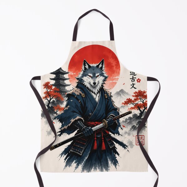 Item preview, Samurai Wolf Under Red Sun – Japanese Warrior Fantasy Art designed and sold by SupernovaNote.