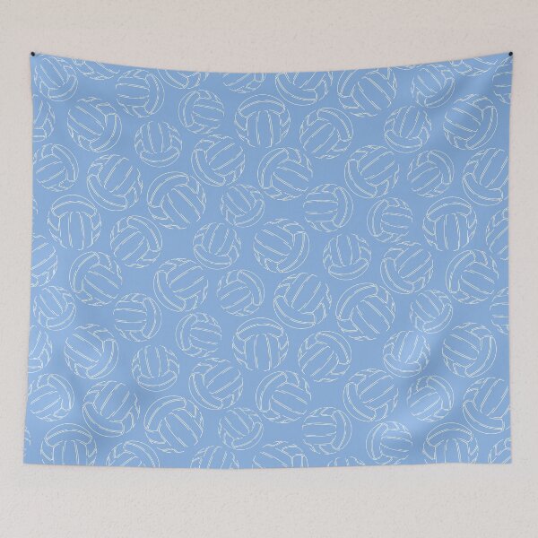 Item preview, light blue & white volleyballs sports line art sketch pattern designed and sold by katzdzynes.