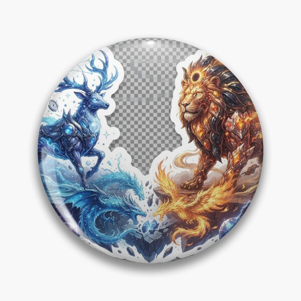 Item preview, Portugal vs Spain Celestial Ice Deer vs Fire Lion Mythical Beast Art designed and sold by VikrantCreative.