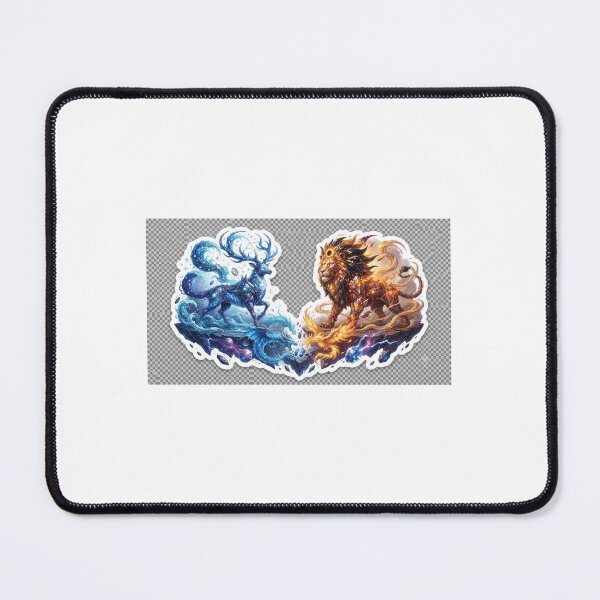 Item preview, Portugal vs Spain Celestial Ice Deer vs Fire Lion Mythical Beast Art designed and sold by VikrantCreative.