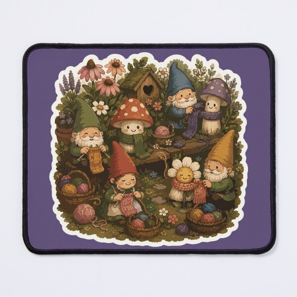 Item preview, Cozy Knitting Gnomes and Mushrooms Cottagecore Crochet designed and sold by SimplePoDesign.
