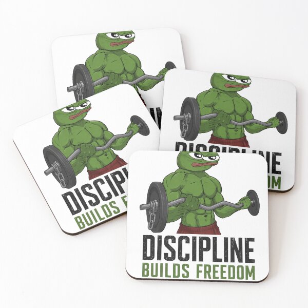 Item preview, Funny Gym Meme: Discipline Builds Freedom Buff Pepe Bicep Curls T-Shirt designed and sold by Digistore1221.