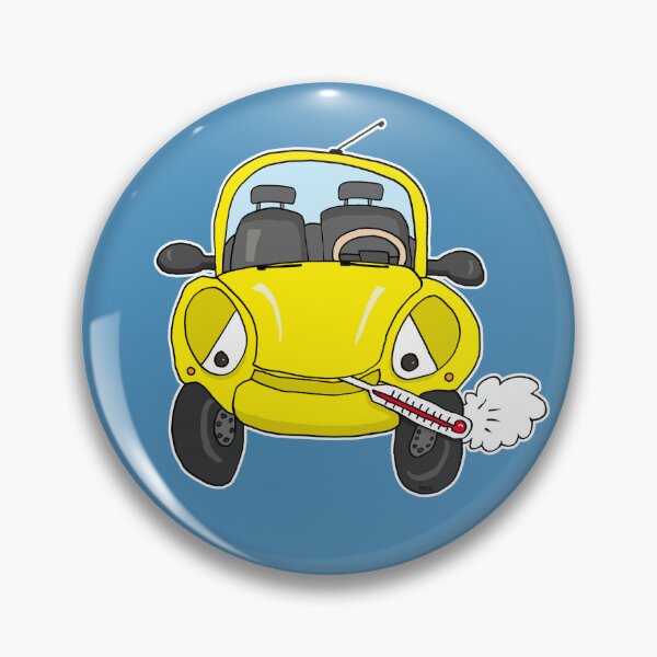 Item preview, Funny Overheating Car Cartoon | Cute Sick Yellow Automobile Sticker designed and sold by MyxaART.