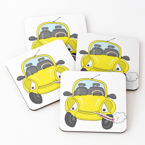 Item preview, Funny Overheating Car Cartoon | Cute Sick Yellow Automobile Sticker designed and sold by MyxaART.