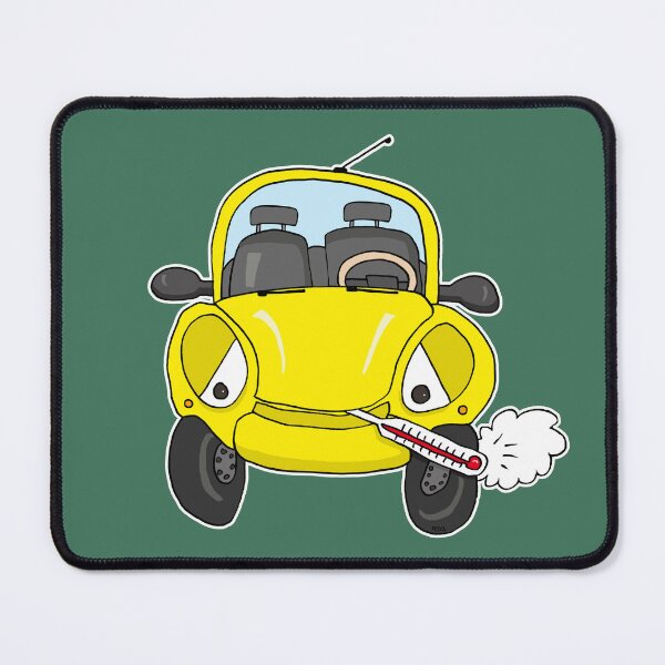 Item preview, Funny Overheating Car Cartoon | Cute Sick Yellow Automobile Sticker designed and sold by MyxaART.