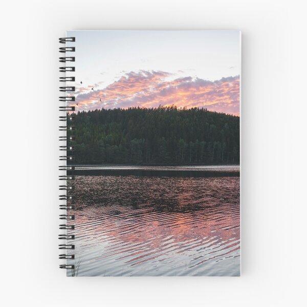 Item preview, Peaceful sunset over a forest lake in Sweden designed and sold by Claudia-Evans.