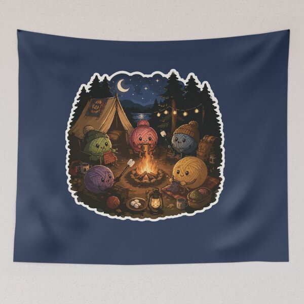 Item preview, Cozy Yarn Campfire Cute Camping Crochet designed and sold by SimplePoDesign.