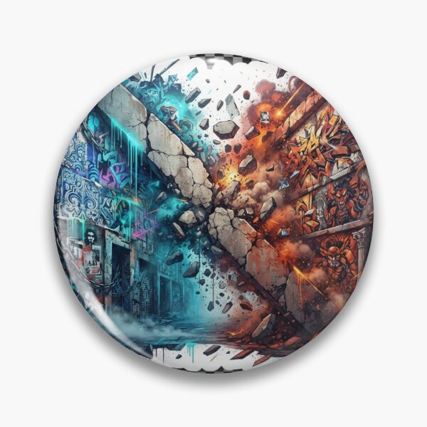Item preview, Portugal vs Spain Shattered Wall Blue vs Fire Street Art designed and sold by VikrantCreative.