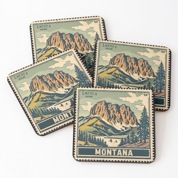 Item preview, Montana Vintage Postage Stamp - Mountain Lake designed and sold by tiigerdad.