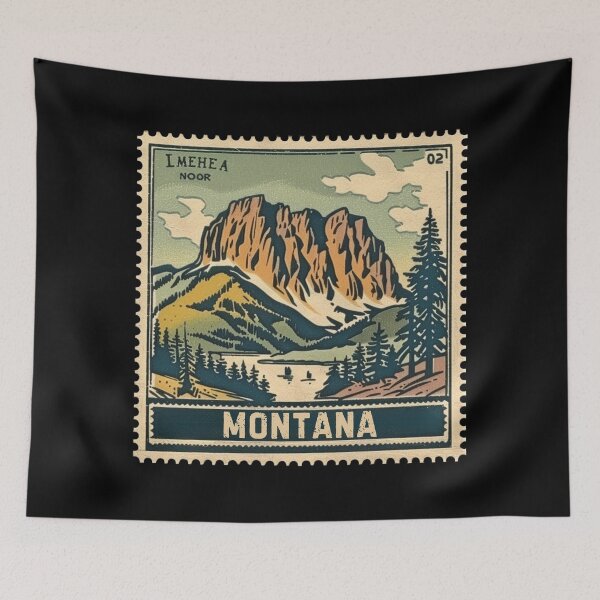 Item preview, Montana Vintage Postage Stamp - Mountain Lake designed and sold by tiigerdad.