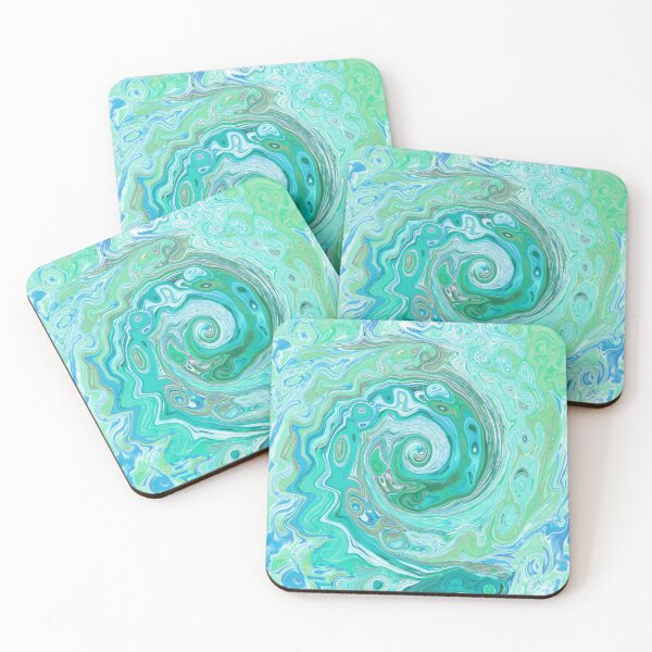 Item preview, Groovy Retro Mint Green and Blue Swirl designed and sold by myrubiogarden.