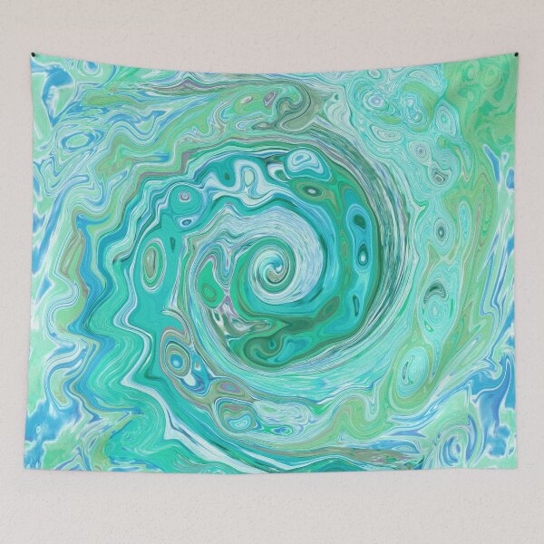 Item preview, Groovy Retro Mint Green and Blue Swirl designed and sold by myrubiogarden.