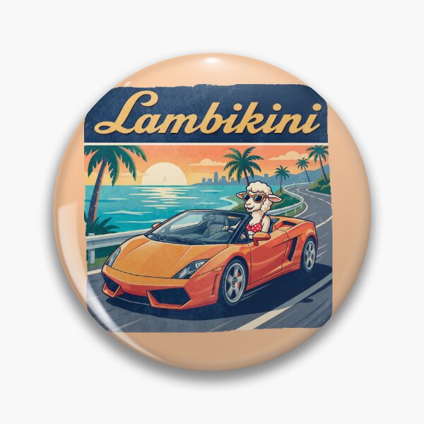 Item preview, Lambikini Retro Sunset Convertible Sports Car Graphic designed and sold by ThreadRiotTees.