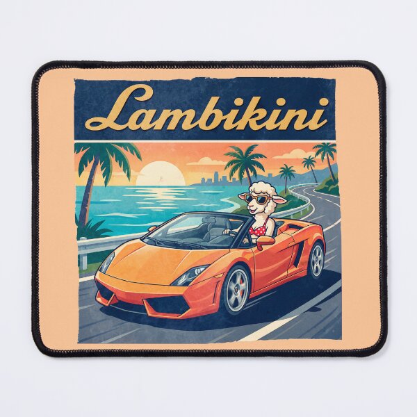 Item preview, Lambikini Retro Sunset Convertible Sports Car Graphic designed and sold by ThreadRiotTees.