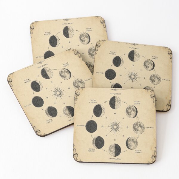 Item preview, Moon Phases Vintage Ivory Astronomical Engraving designed and sold by SunnyDesign82.