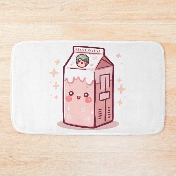 Artikelvorschau, Niedlicher Kawaii-Aufkleber für Erdbeermilchkartons | Pastellfarbenes Milch-Cartoon-Design entworfen und verkauft von dreamz-world.