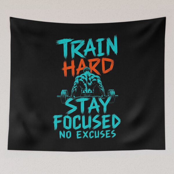 Item preview, Train Hard Stay Focused No Excuses Gym Motivation Quote T-Shirt designed and sold by Digistore1221.