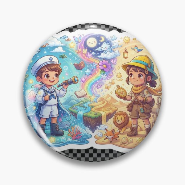 Item preview, Cute Sailor Boy and Explorer Girl Sea vs Desert Adventure designed and sold by VikrantCreative.