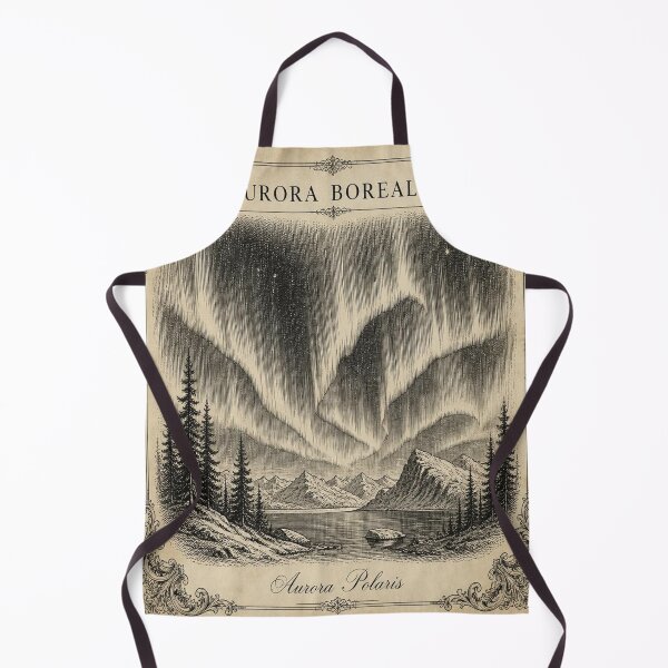 Aperçu de l'œuvre Aurora Borealis Vintage Ivory Astronomical Engraving créée et vendue par SunnyDesign82.