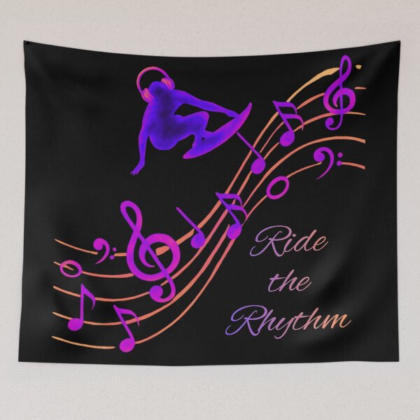 Item preview, Ride the Rhythm – Neon Music Lover Design | Festival DJ Surf Aesthetic | Colorful Music Notes Graphic designed and sold by VariusDesigns.
